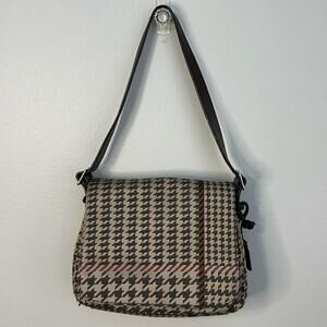 Lauren Ralph Lauren Brown/Tan Plaid Small Shoulder Bag 10"x7.5"x2.5"